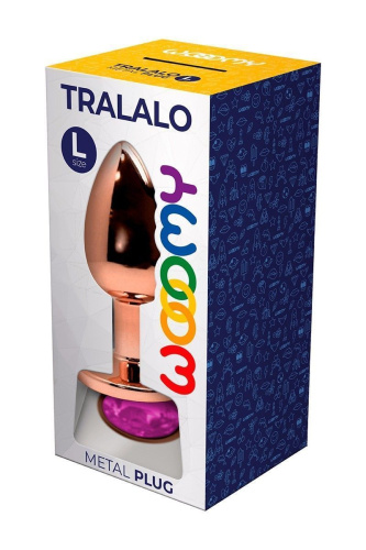 Wooomy Tralalo, L - Анальная пробка с камнем, 9х4 см (фиолетовый)